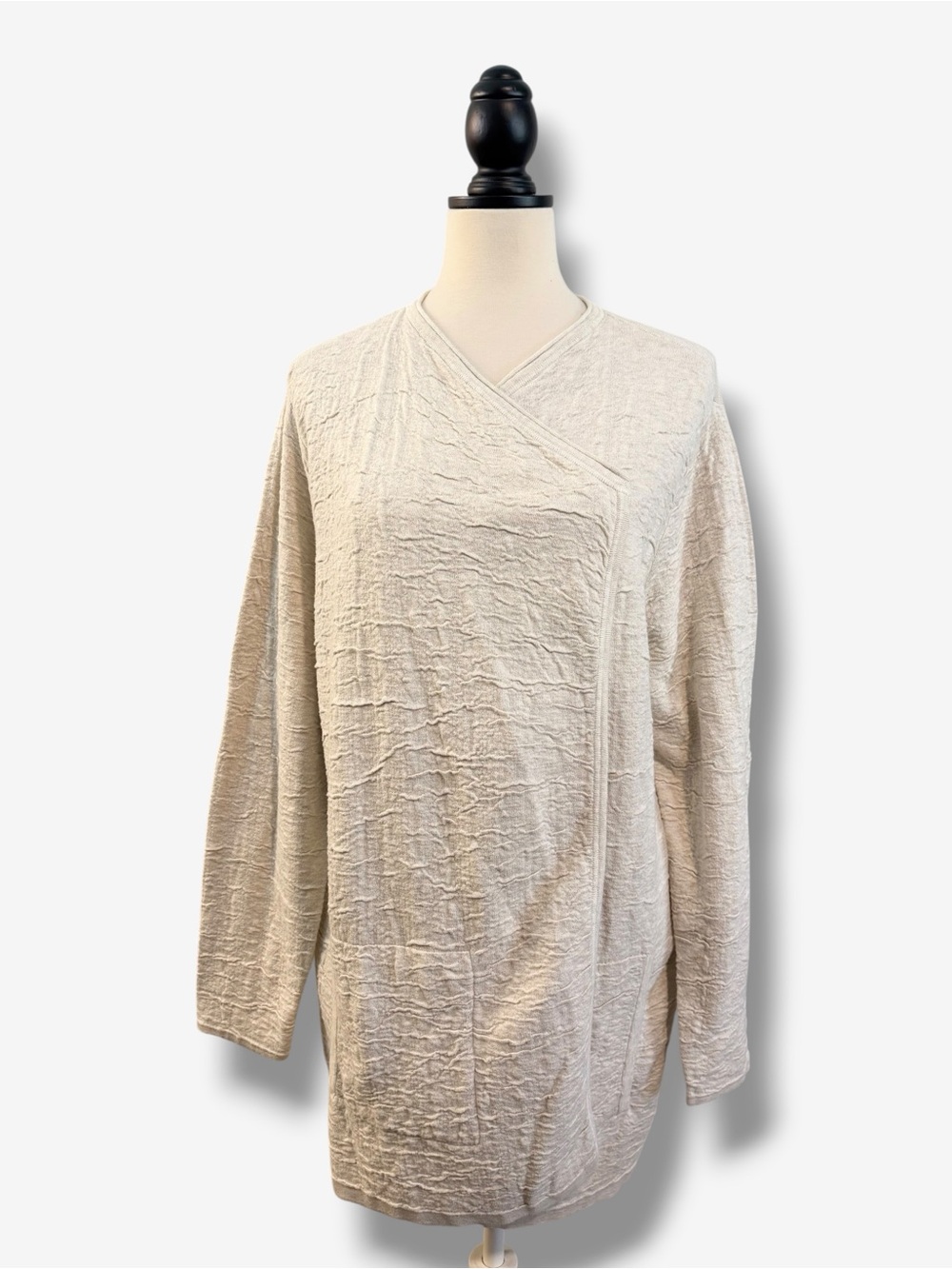 Pure J. Jill Cream Wrap Cardigan LP Textured Cotton Knit Lagenlook Minimalist